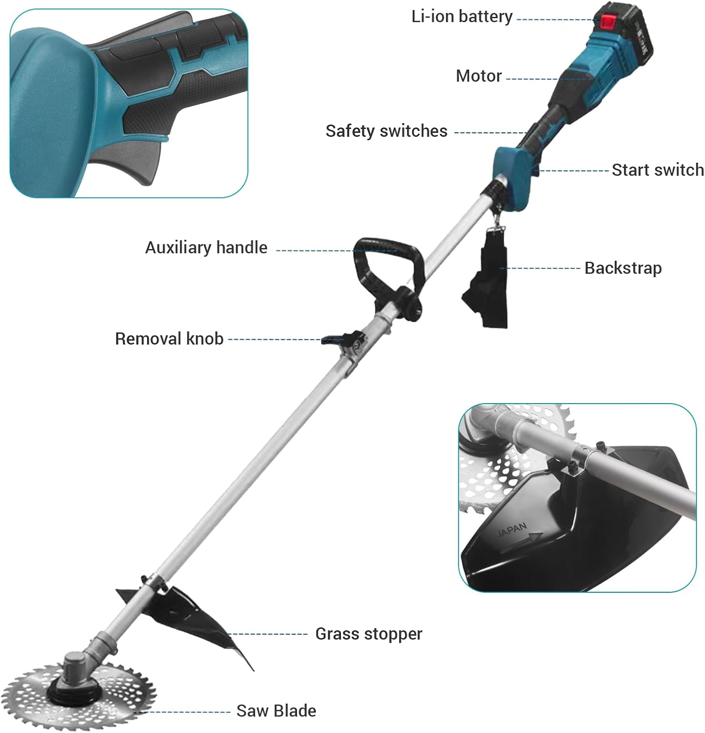 Electric Weed Wacker, 4-in-1 Weed Eater Battery Powered, Cordless Grass Trimmer
