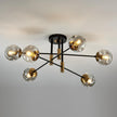 NEW 6-Lights Glass Globe Sputnik Chandelier Modern Flush Mount Ceiling Light ,Black and Gold
