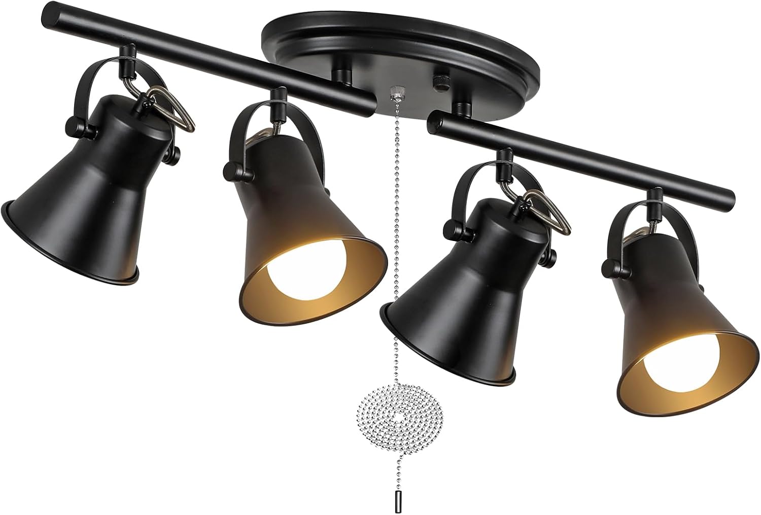 NEW SEEBLEN 4-Light Track Lighting C-04 with Pull Chain Black Kitchen Track Lighting