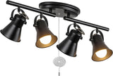 NEW SEEBLEN 4-Light Track Lighting C-04 with Pull Chain Black Kitchen Track Lighting