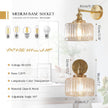 Qufute Glass wall Mount Light Clear Stripe Glass Shade Modern Sconces Swing arm Wall Lighting Brass