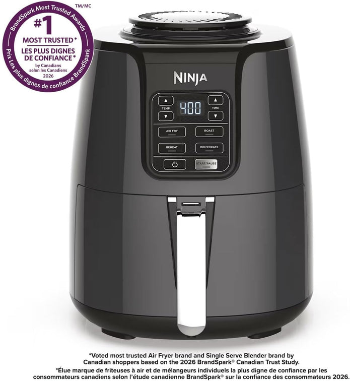 NEW/OPEN BOX Ninja AF100C Air Fryer, 4-Qt Capacity, Non-Stick, Air Fry, Roast, Reheat, Dehydrate, Charcoal Grey (Canadian Version)