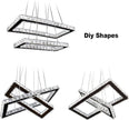 NEW Modern Crystal Chandelier Rectangular Led 2 Rings Ceiling Light Stainless Steel 16.93 inch+20.47 inch