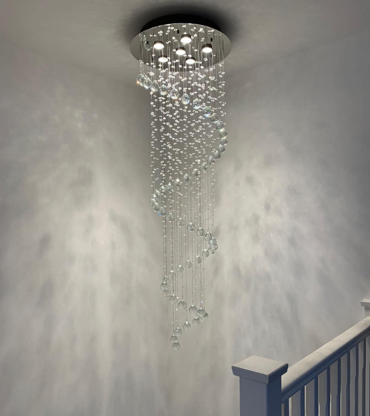 NEW/OPEN BOX Elegant Spiral Crystal Chandelier Lighting, A1A9 Clear K9 Crystal Raindrop