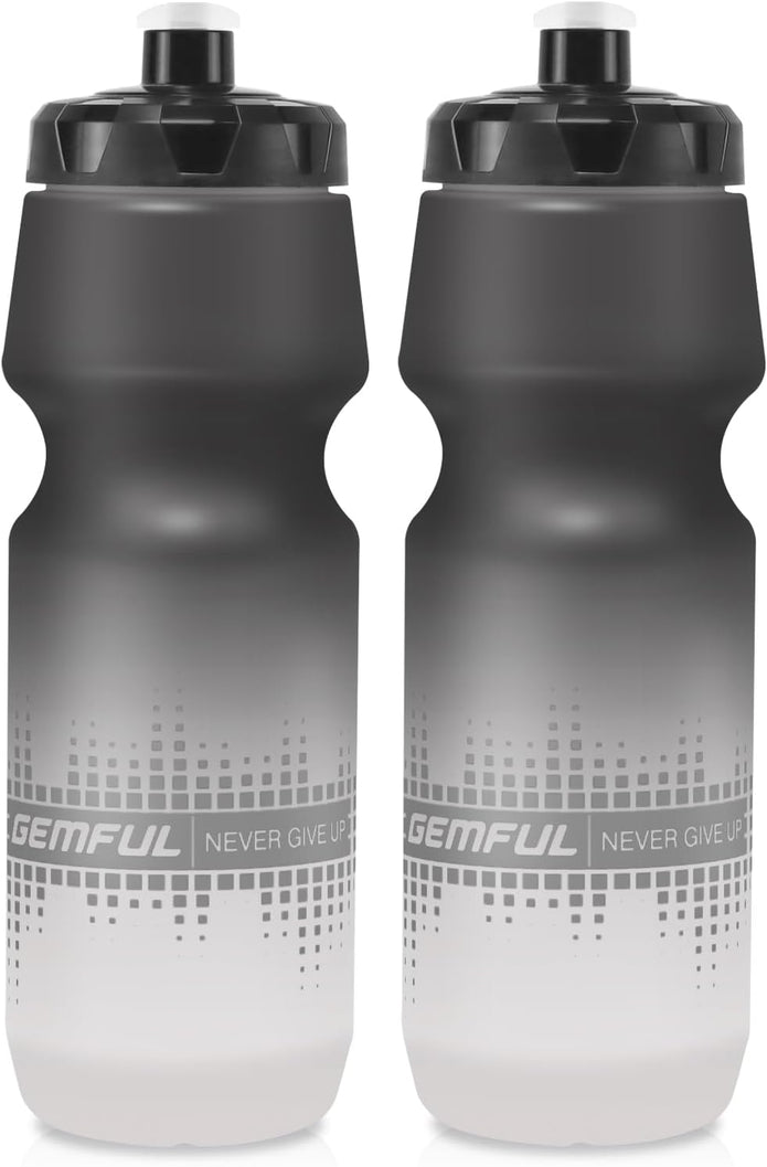 GEMFUL Bike Cycling Water Bottle BPA Free Squeeze Bottles Leak Proof for Road Mountain Bicycle Gym Workout (Gradient Black White)