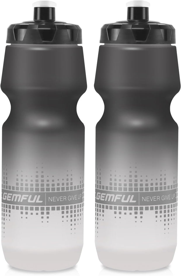 GEMFUL Bike Cycling Water Bottle BPA Free Squeeze Bottles Leak Proof for Road Mountain Bicycle Gym Workout (Gradient Black White)