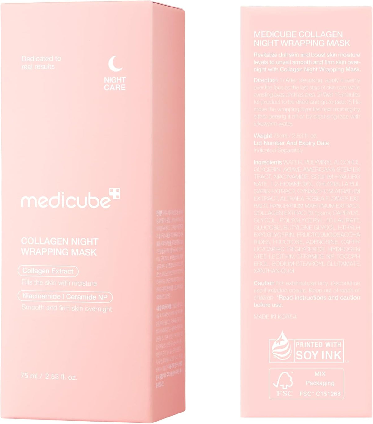 Medicube Collagen Overnight Wrapping Peel Off Facial Mask Pack - Elasticity Hydration Care, 75ML