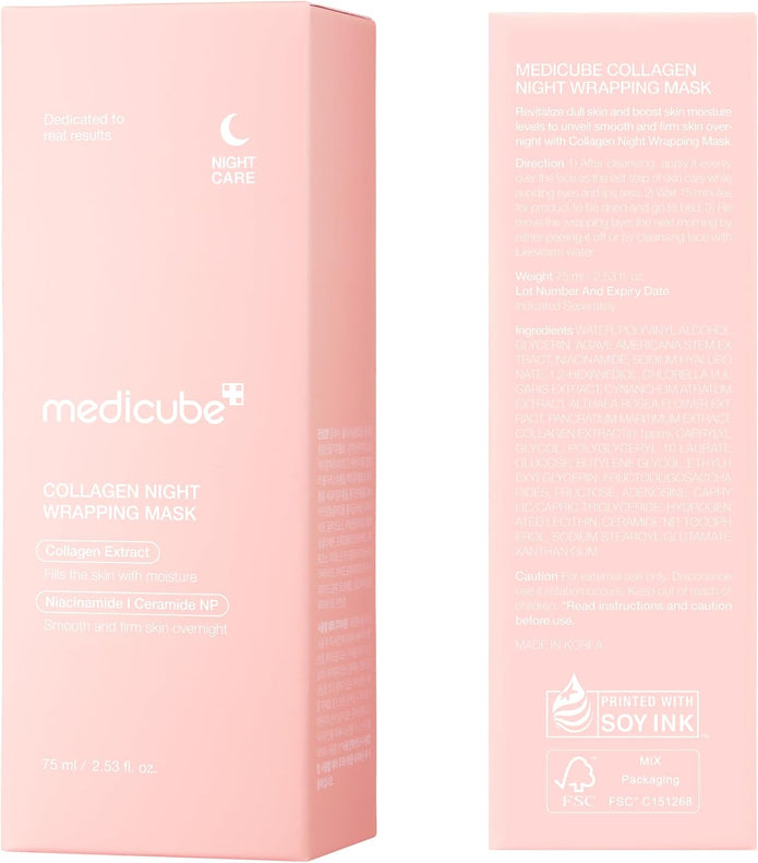 Medicube Collagen Overnight Wrapping Peel Off Facial Mask Pack - Elasticity Hydration Care, 75ML
