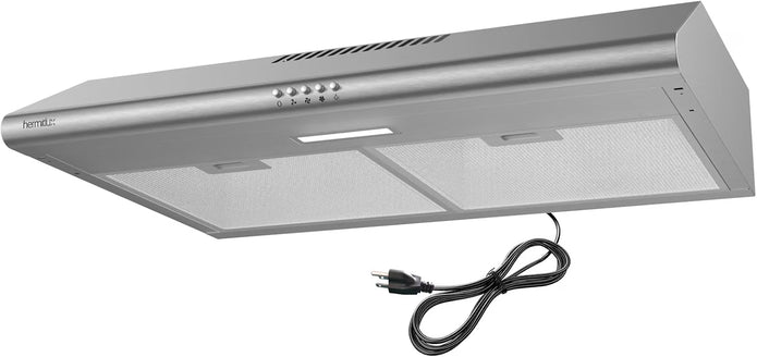 New Hermitlux Under Cabinet Range Hood 30 inch Vent Hood With 3 Speed Exhaust Fan-HMX-USF25A75-AC