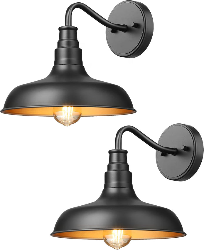 NEW/OPEN BOX DEWENWILS 2 Pack Gooseneck Barn Outdoor Wall Light -HOWL02D
