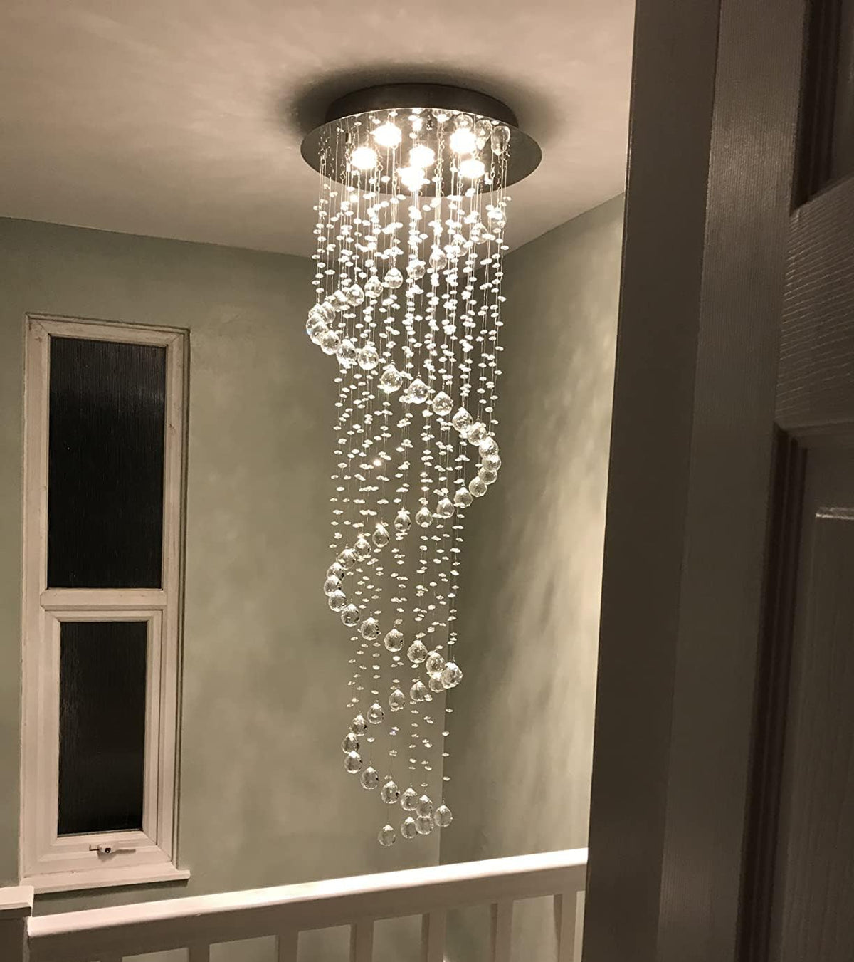 NEW/OPEN BOX Elegant Spiral Crystal Chandelier Lighting, A1A9 Clear K9 Crystal Raindrop