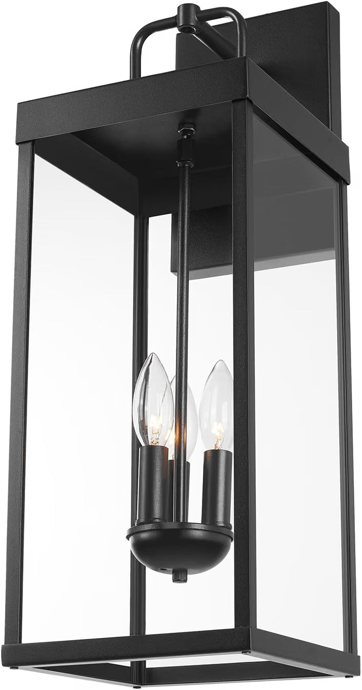 NEW Diyel Outdoor Lantern Wall Sconce Light, 24 Inch Tall  -RZ008L BK
