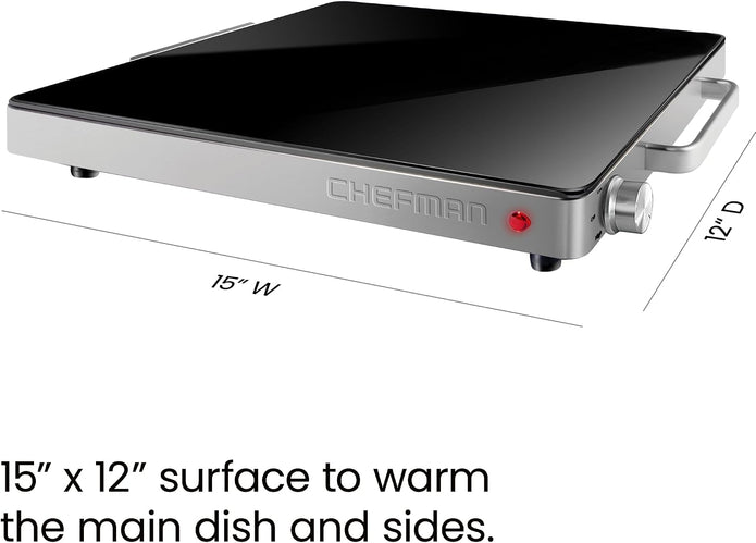 OPEN BOX Chefman Compact Glasstop Warming Tray with Adjustable Temperature Control