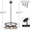 NEW Heircido 16.5 '' Black Semi Flush Mount Ceiling Light, Adjustable Height Metal Lighting
