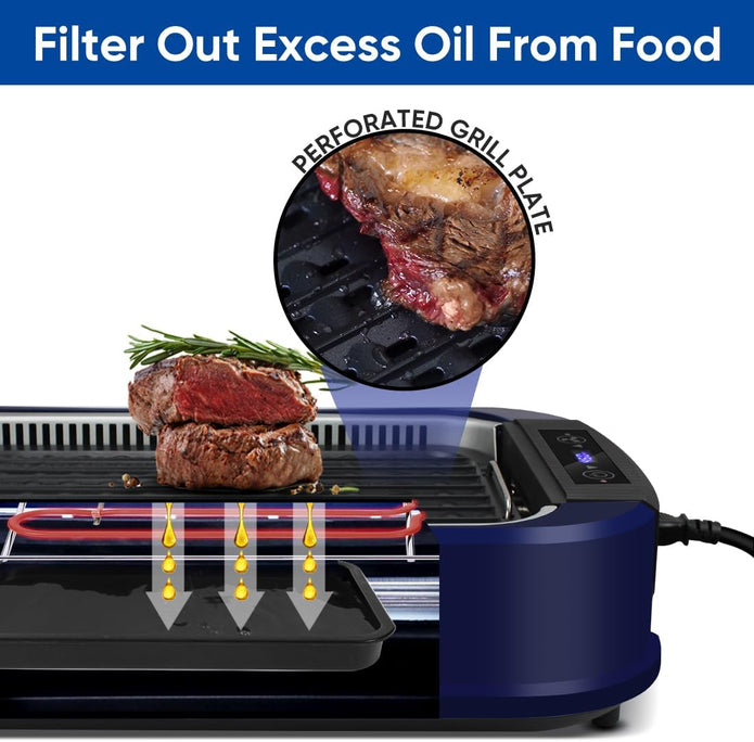 NEW CUSIMAX Indoor  Electric Smokeless Grill Portable Korean BBQ Grill, Single Plate, Blue ,CMRG-200
