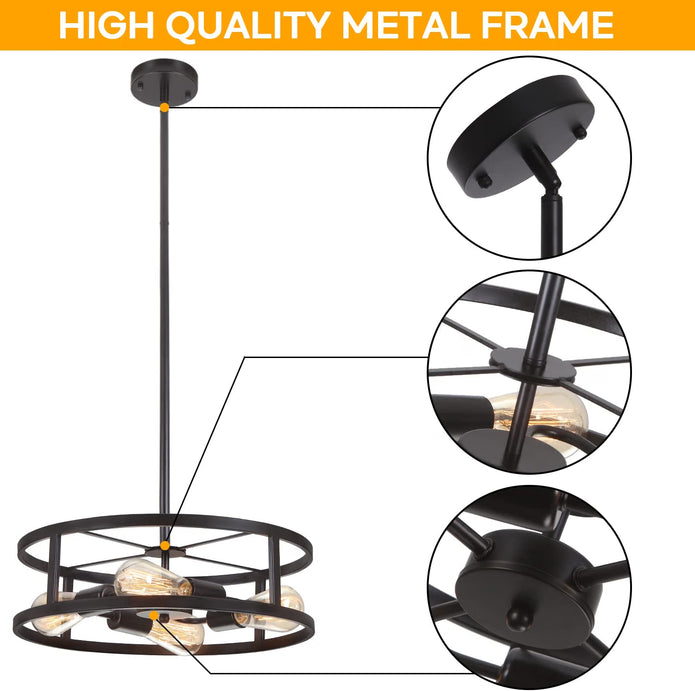 NEW Heircido 16.5 '' Black Semi Flush Mount Ceiling Light, Adjustable Height Metal Lighting