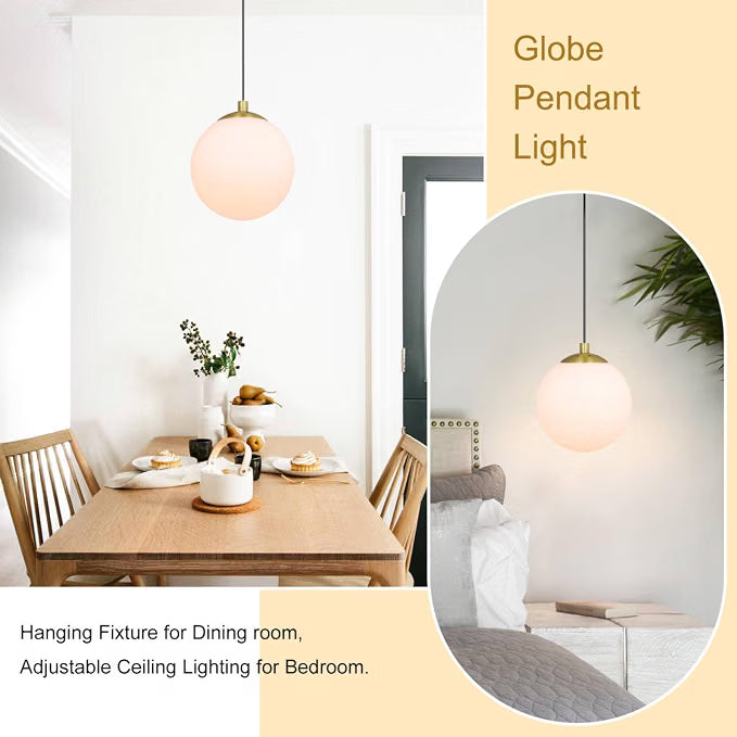 NEW XiNBEi Lighting Globe 8'' Pendant Light, Mid Century Satin Brass-XB-P1211-SB