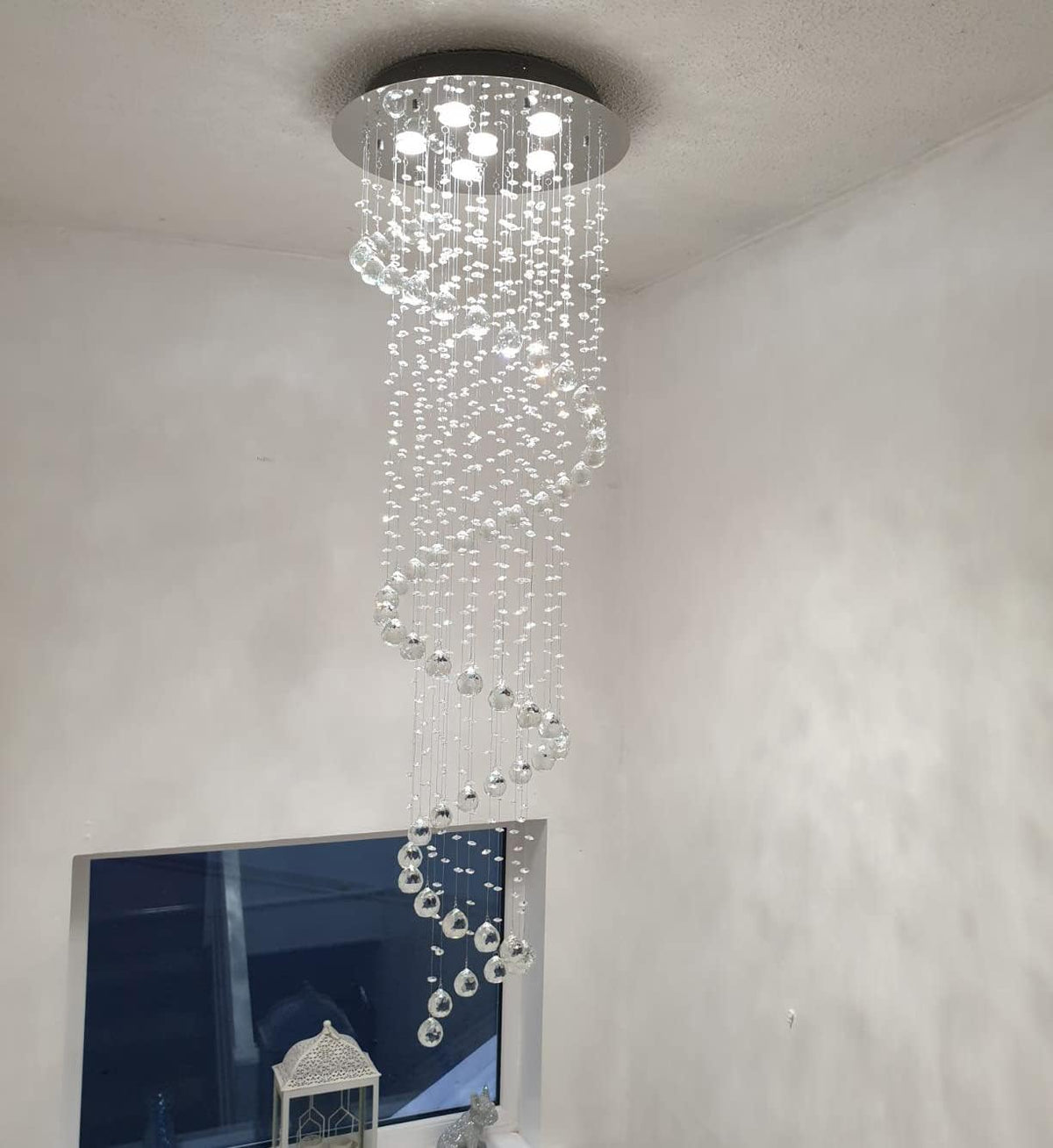 NEW/OPEN BOX Elegant Spiral Crystal Chandelier Lighting, A1A9 Clear K9 Crystal Raindrop