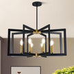 NEW UnicozoHome Dining Room Light Fixtures, 8-Light Black and Gold Modern Geometric Chandelier