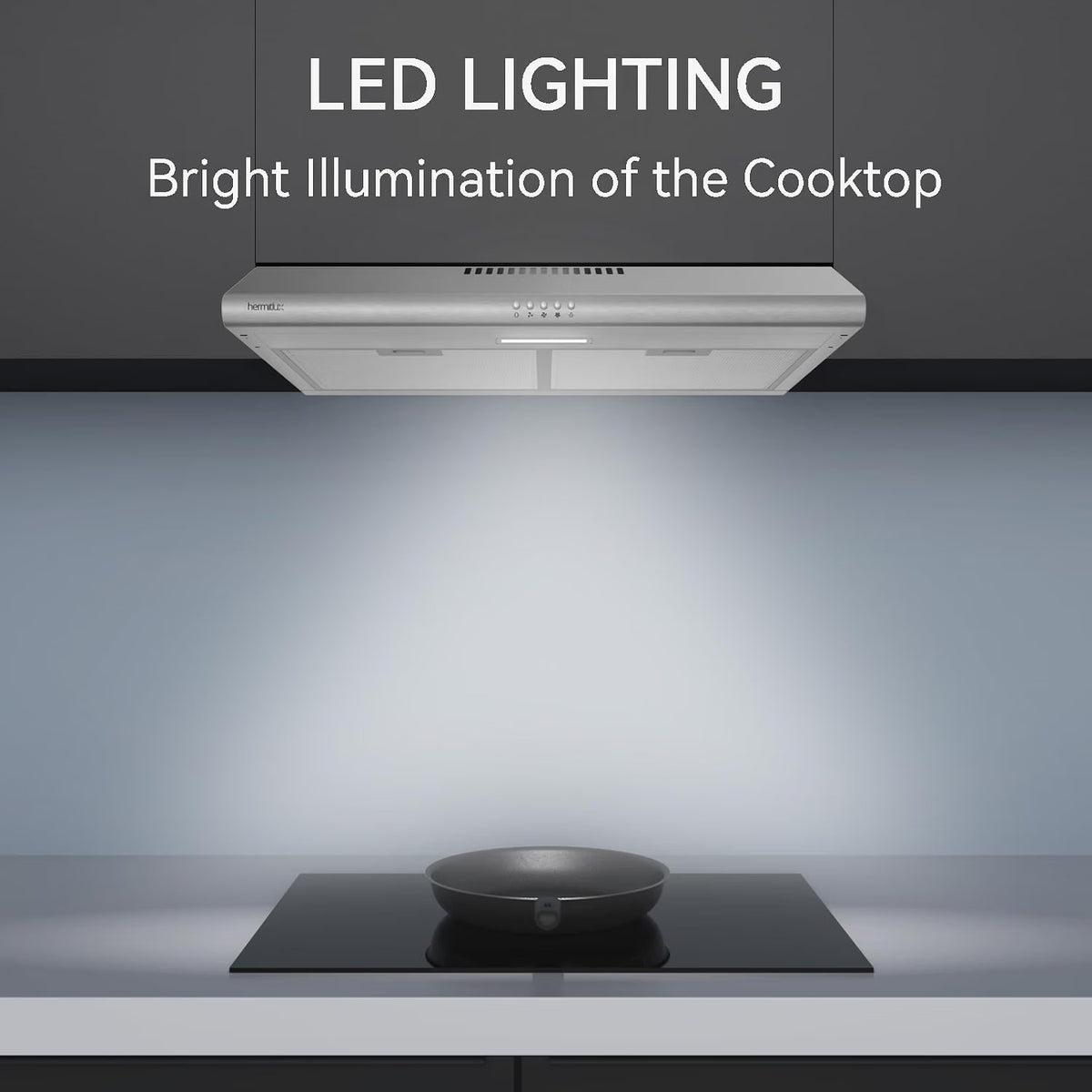 New Hermitlux Under Cabinet Range Hood 30 inch Vent Hood With 3 Speed Exhaust Fan-HMX-USF25A75-AC