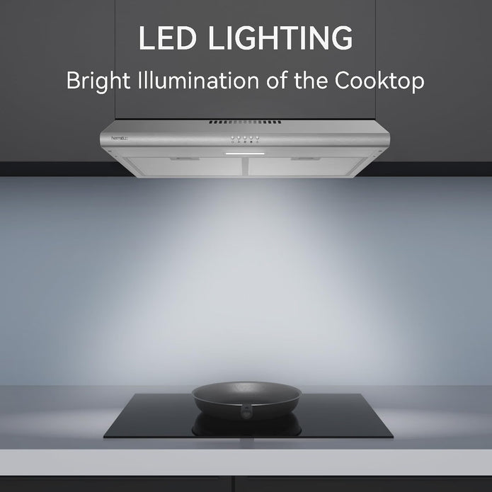 New Hermitlux Under Cabinet Range Hood 30 inch Vent Hood With 3 Speed Exhaust Fan-HMX-USF25A75-AC