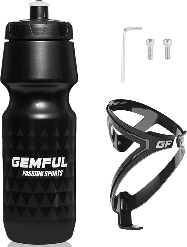 GEMFUL Bike Water Bottle and Holder Combo Lightweight 750 ml Cycling Bottle