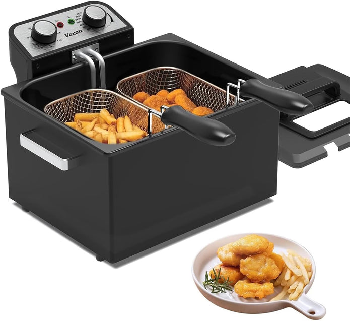 NEW/OPEN BOX Vexon 1800W 5.3Qt/ 5 Liters/21 Cups Large Electric Deep Fryer with 3 Frying Baskets- TSAF40H1-B