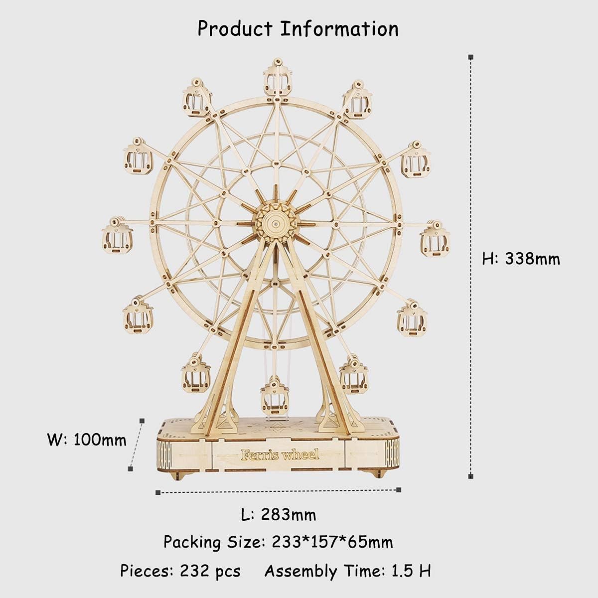 Rolife 3D Wooden Puzzle Ferris Wheel Hand Crank Music Box/ TGN01