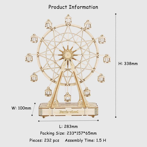 Rolife 3D Wooden Puzzle Ferris Wheel Hand Crank Music Box/ TGN01