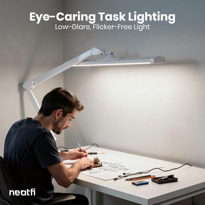 New /open box Neatfi Ultra 3,500 Lumens LED Desk Lamp – 45W, 26” Wide Metal Shade-9507LED-C