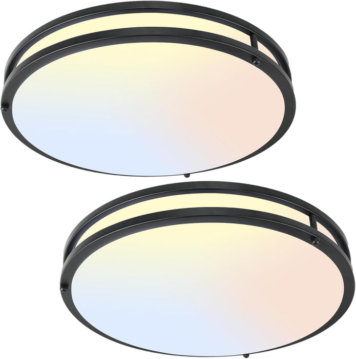 NEW/OPEN BOX 16Inch LED Ceiling Light Fixtures, Flush Mount Light Fixtures 50W,Black 2 Packs