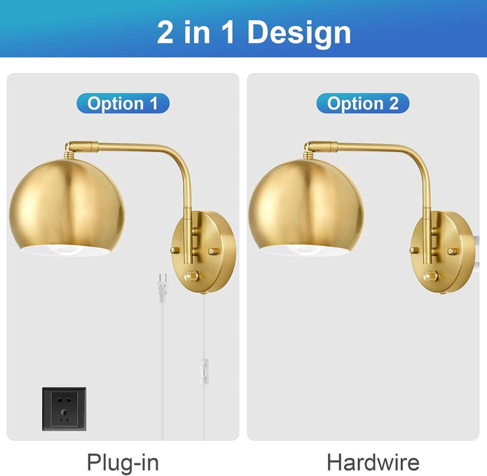 VATONI Plug in Wall Sconces, Dimmable Wall Sconce Swing Arm Wall Lights