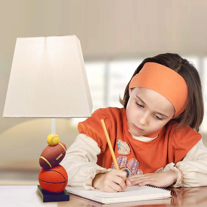 HERBESTBAY Kids Table Lamp, 14 Inch Sports Design, Football & Basketball, Includes LED Bulb