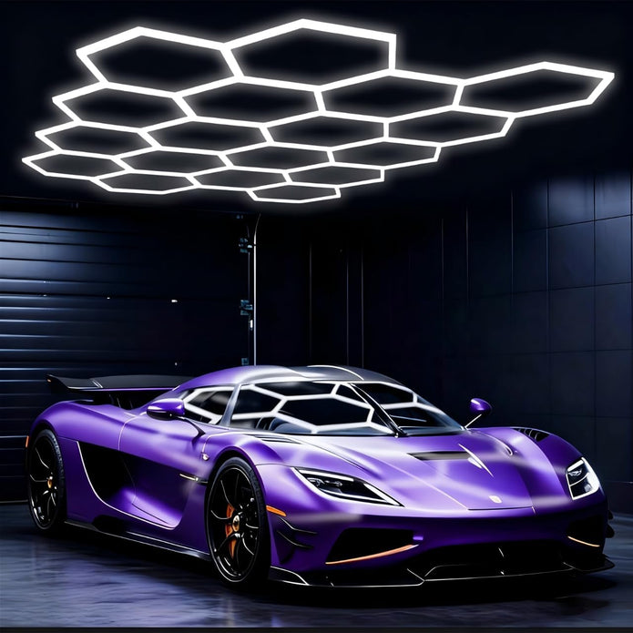 OPEN BOX Hexagon Garage Light: 79200LM Super Bright Hexagon Garage LED Light, 5000K