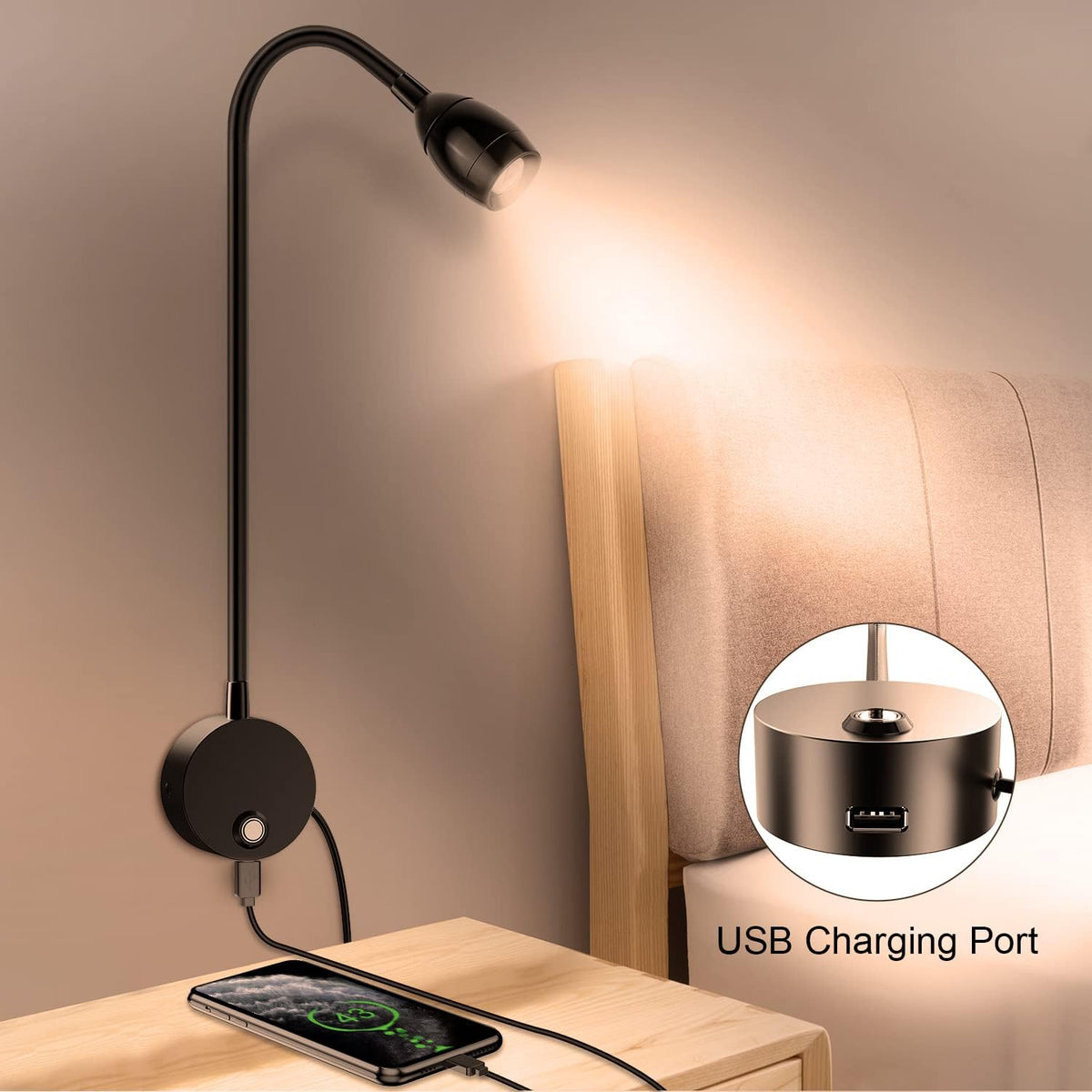 ERAY Wall Mounted LED Reading Light 2 Pack with 15