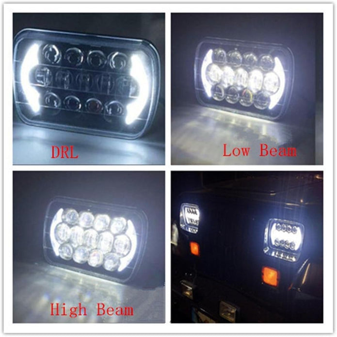 SXMA (Pair of 5 x 7 inch 6 x 7 inch LED headlights with high and low beam DRL for Jeep Wrangler YJ Cherokee
