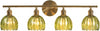 NEW Rnidaipi Light Fixtures, 4-Light  Green Tulip Glass Shade Brass Vanity Wall Light