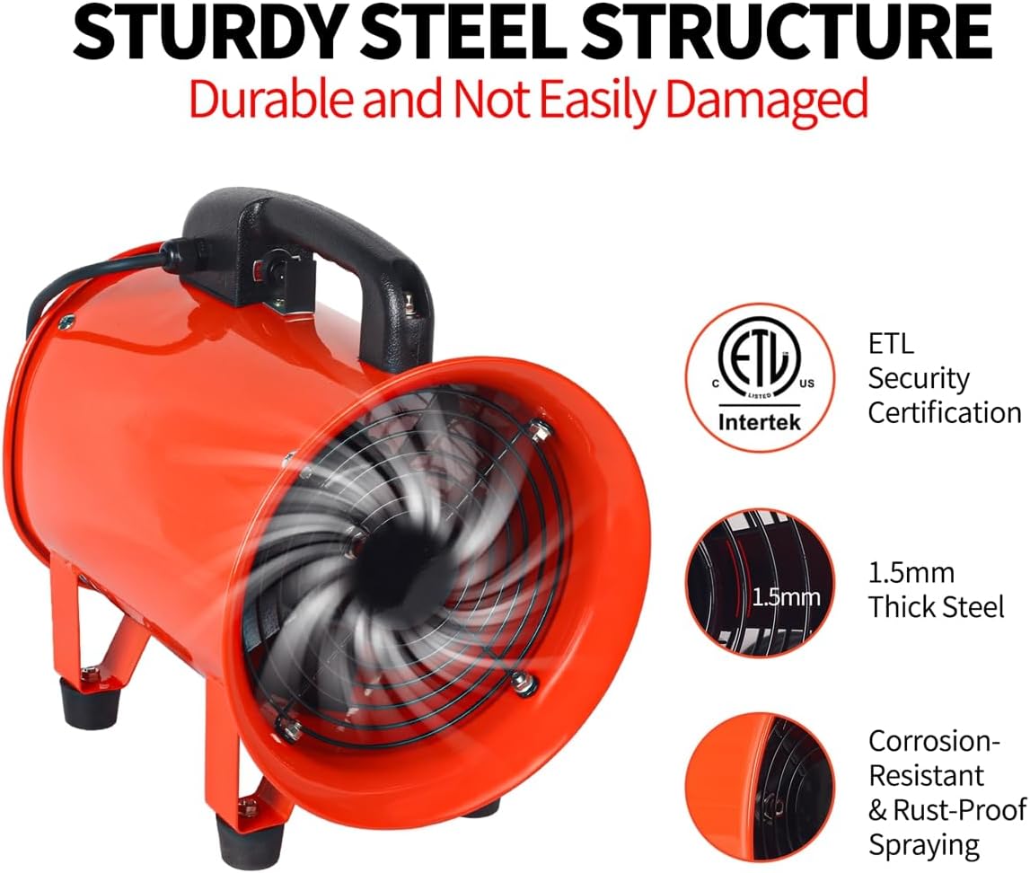 NEW 8 Inch Industrial Portable Air Blower Ventilator with Hose