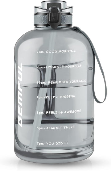 GEMFUL 3 Liter Water Bottles with Handle Motivational Times to Drink Leakproof Wide Mouth Big Sports Jugs