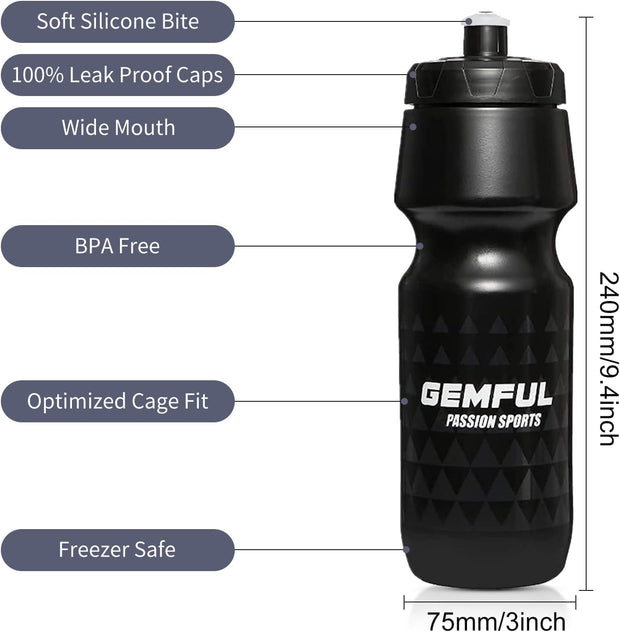 GEMFUL Bike Water Bottle and Holder Combo Lightweight 750 ml Cycling Bottle