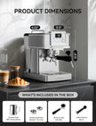 SUMSATY 20 Bar Espresso Machine Stainless Steel with Powerful Milk Frother