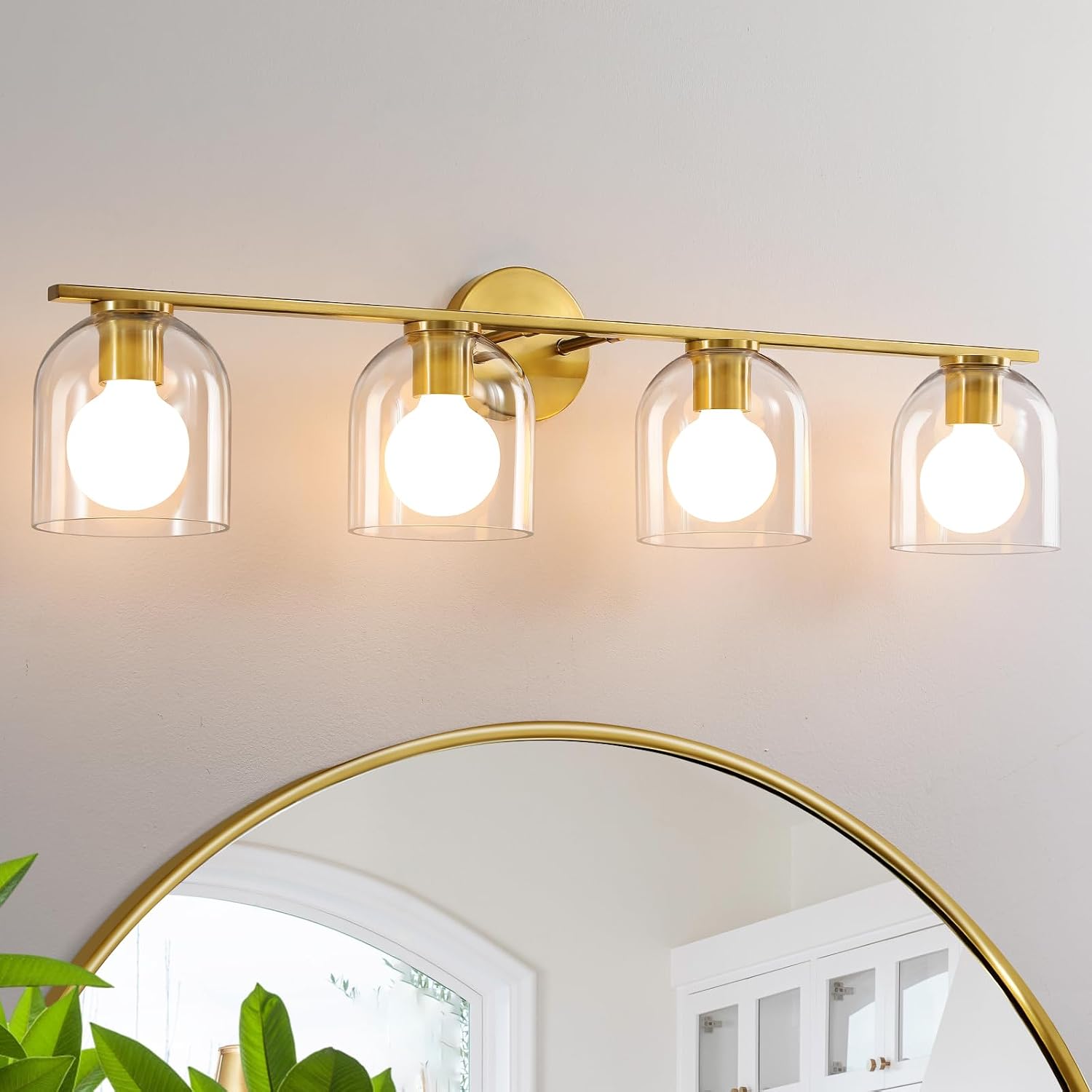 OPEN BOX WOSHITU Bathroom Vanity Light Fixtures: 32.3 Inch Modern Brushed Gold Bathroom Light