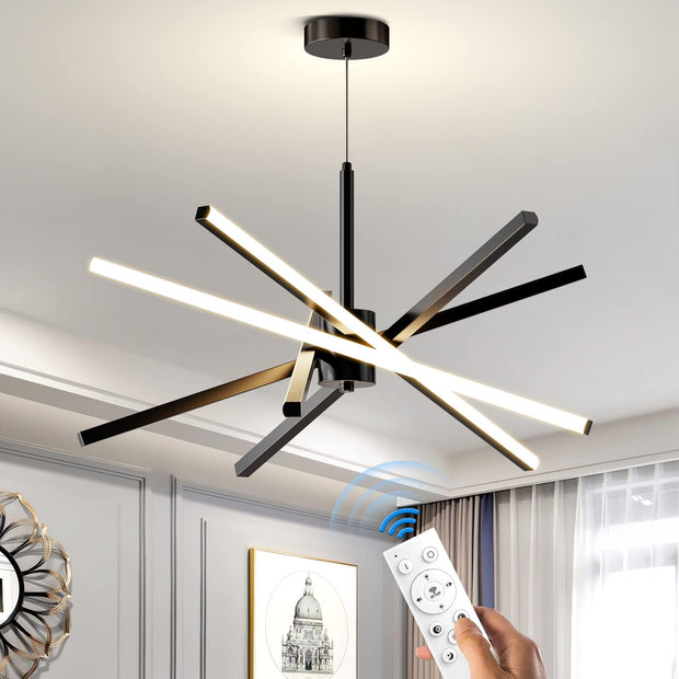 Open box /New Dniwmdd Modern Sputnik Chandelier Ceiling 82W LED Black Pendant Light Black-YM01