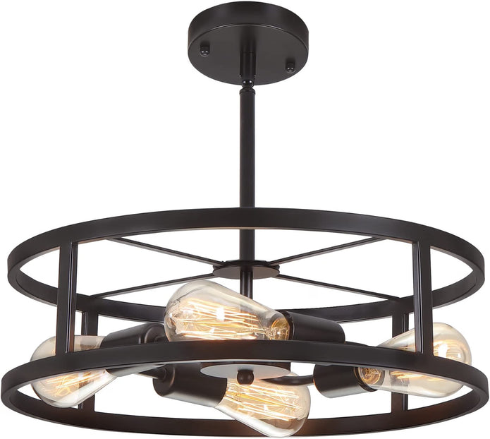 NEW Heircido 16.5 '' Black Semi Flush Mount Ceiling Light, Adjustable Height Metal Lighting