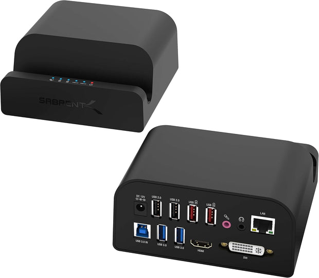 New SABRENT USB Docking Station with Power Supply and Stand for PC and laptops