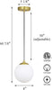 NEW XiNBEi Lighting Globe 8'' Pendant Light, Mid Century Satin Brass-XB-P1211-SB