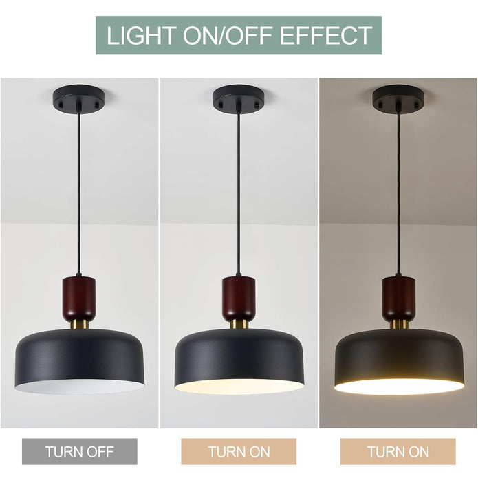 NEW TeHenoo Modern Pendant Lights, Natural Wood and Brass Accent ,Black-2130P