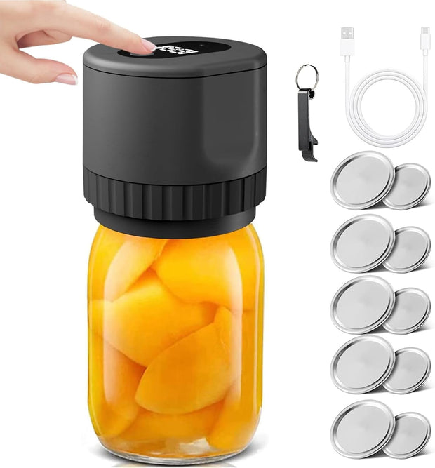 Mason Jar Vacuum Sealer Kit, Cordless Electric Vacuum Sealer for Jars