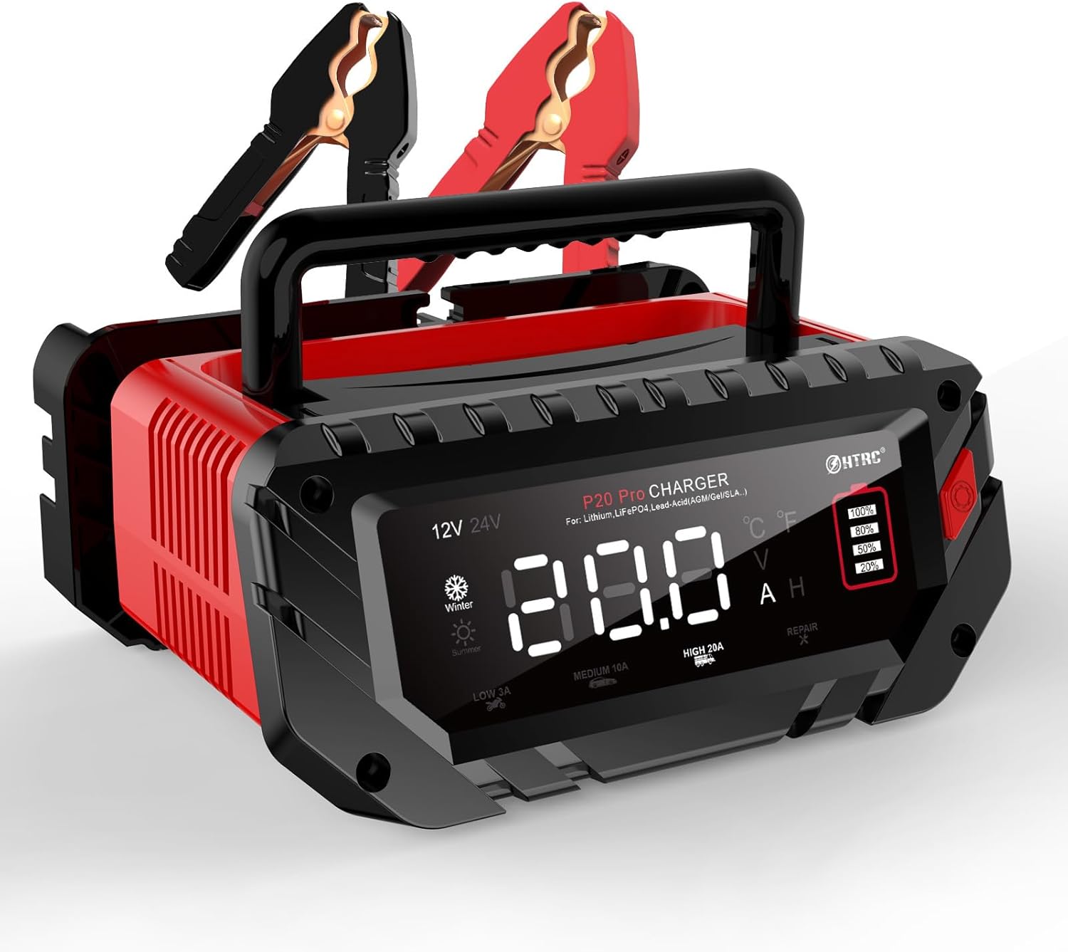 NEW P20 Pro Smart Battery Car Charger 12V/20A and 24V/10A Lithium lron LiFePO4 Lead Acid