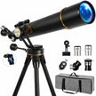 OPEN BOX Telescope, 90mm Aperture 700mm for Adults Astronomy, Vertisteel AZ Mount with Slow-Motion Control Carry Bag - Black